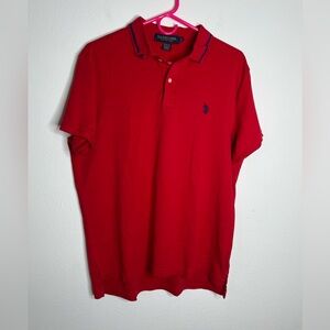 U.S. Polo Assn. Short Sleeve Red Polo Shirt Men's Size Medium Slim fit